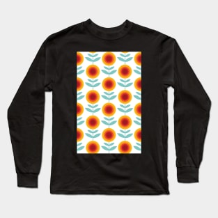 Trendy Minimalist Radiating Golden Sunflowers pattern Graphic Art Long Sleeve T-Shirt